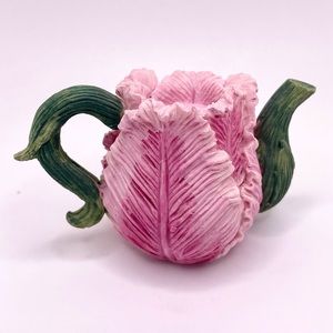 Miniature Pink Tulip Teapot Collectible (Missing Lid) ~ Dollhouse ~ Fairy Garden